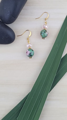 Floral Bead & Crystal Earring