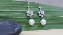 Load image into Gallery viewer, Crystal Pearl Drop Earrings